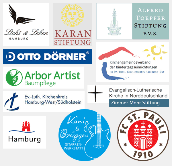 Logos der Organisationen und Firmen, die gespendet haben