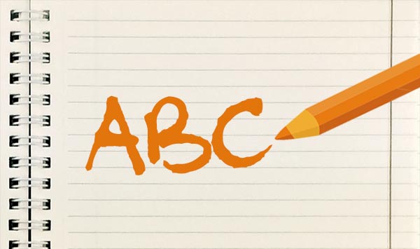 Liniertes Papier - ABC und Stift